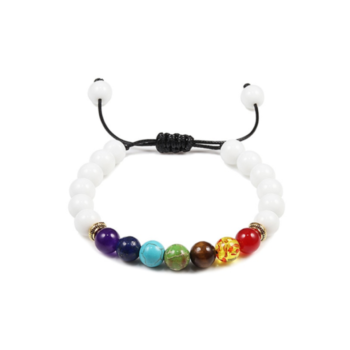 White Bead Seven Chakra Bracelet