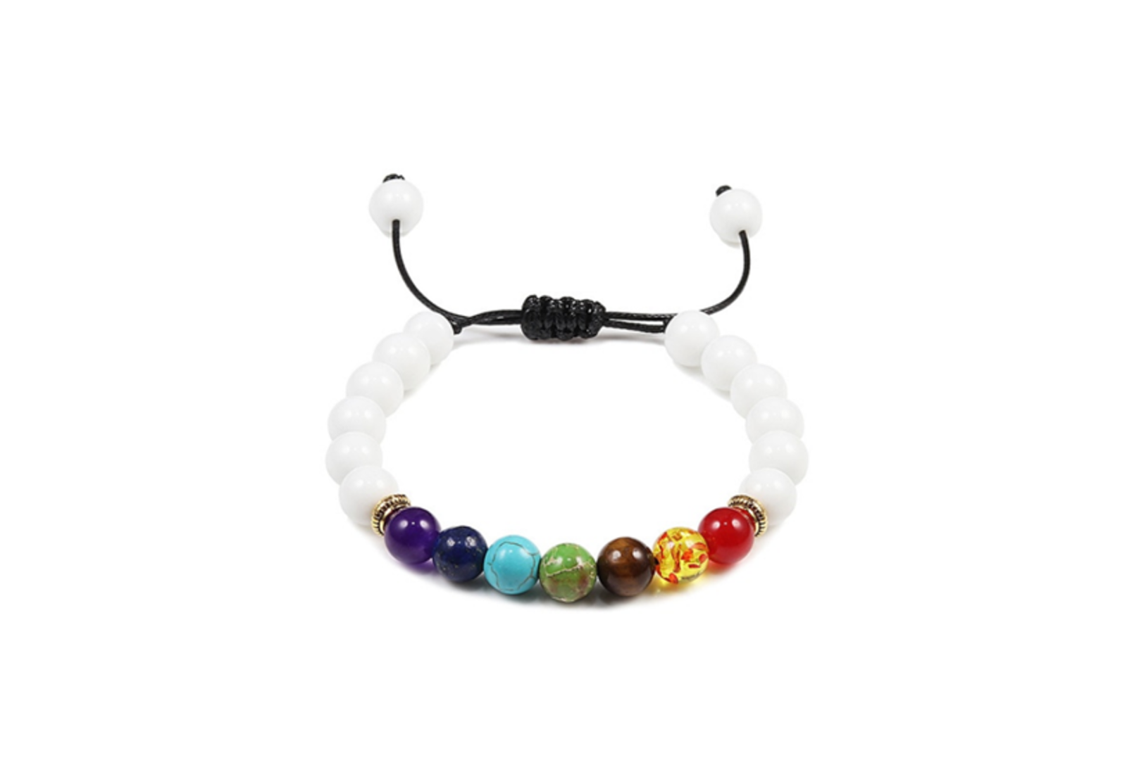 White Bead Seven Chakra Bracelet