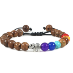 Wooden Bead Seven Chakra Bracelet