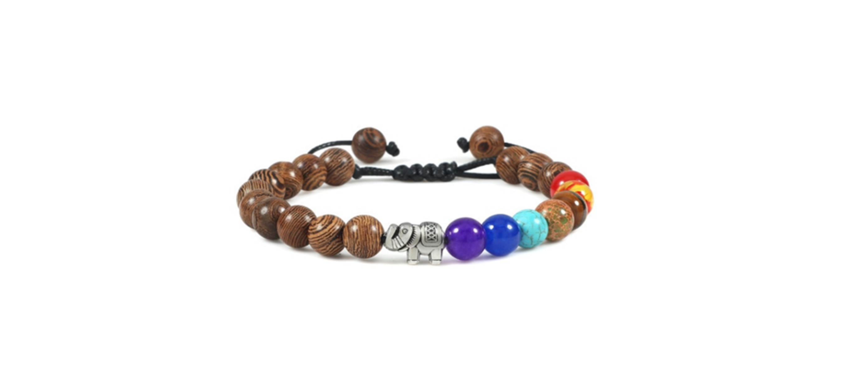 Wooden Bead Seven Chakra Bracelet