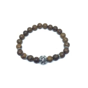 Wooden Bead Skull Bracelet