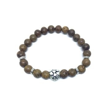 Wooden Bead Bracelet with Heart