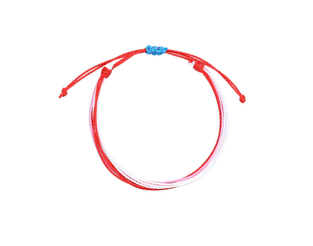 Red Pink White String Bracelet