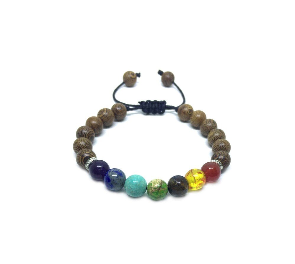 Yoga Wooden Seven Chakra Bracelet