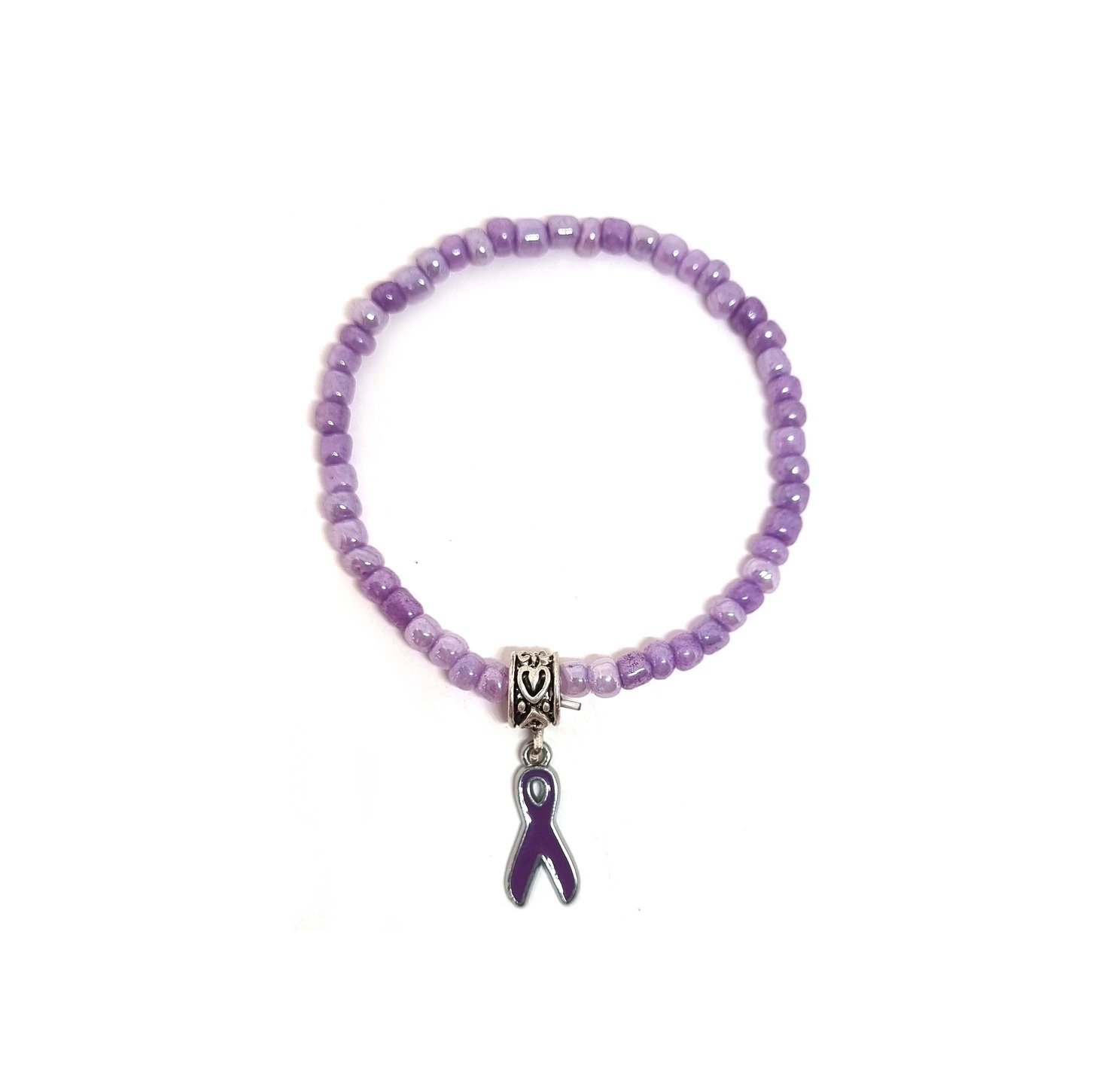 ZAW-016 Purple Bead Awarness Bracelet Purple Bead Awareness Bracelet
