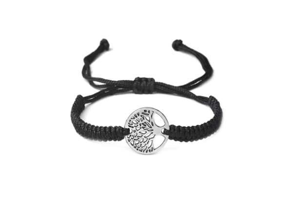 Black Tree Of Life Cord Bracelet