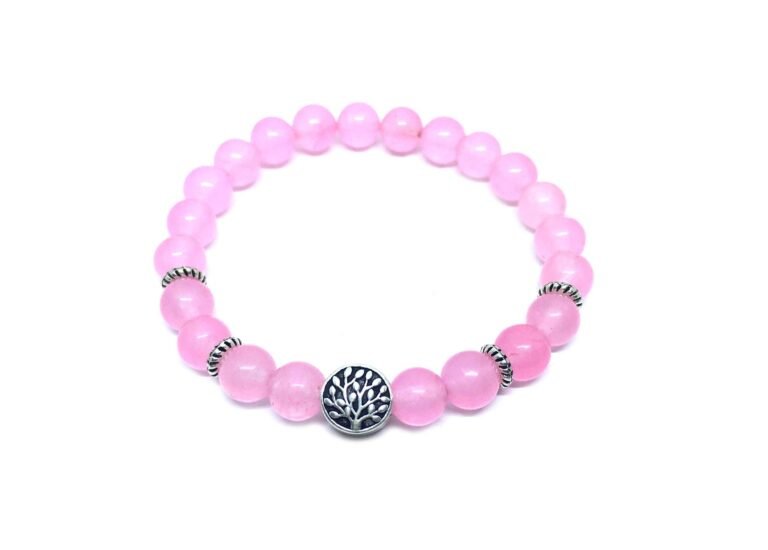 Tree of Life Rose Quartz Beaded Bracelet