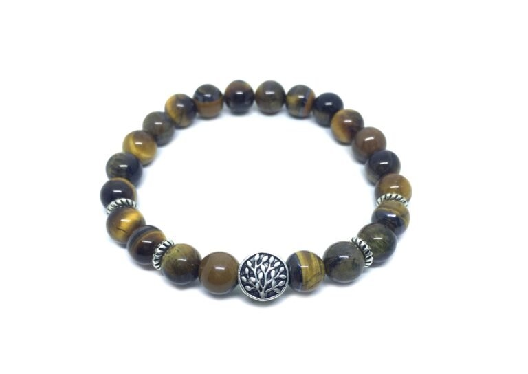 Tree of Life Tiger Eye Beaded Bracelet