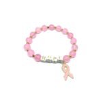 Rose Quartz Breast Cancer Awareness Ribbon Bracelet