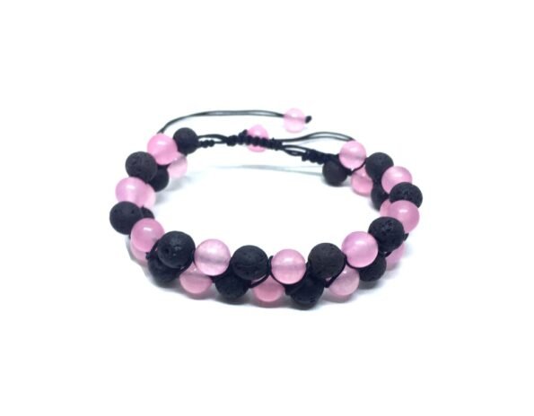 Natural Rose Quartz and Lava Bracelet