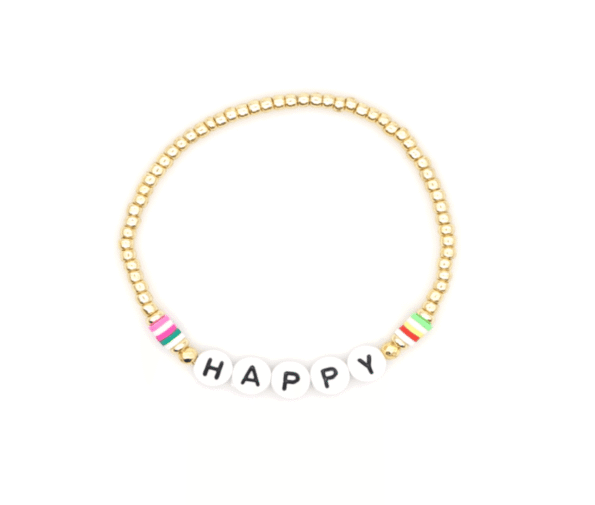 Happy Letter Heishi Bohemian Gold Filled Beaded Bracelet