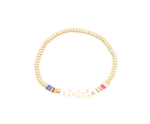 ZGOF-006 Happy Letter Heishi Bohemian Gold Filled Beaded Bracelet