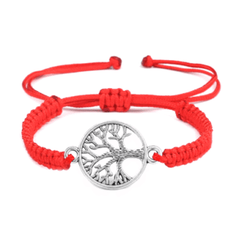 Beaded Woven Bracelet - red
