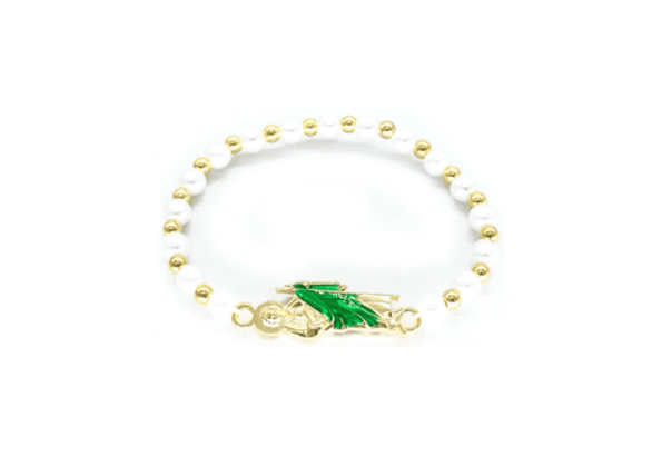 Christmas Beaded Bracelet - green charm
