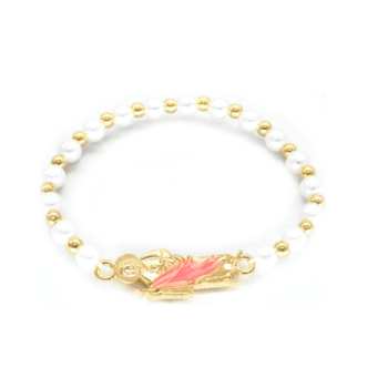 Christmas Beaded Bracelet - orange charm