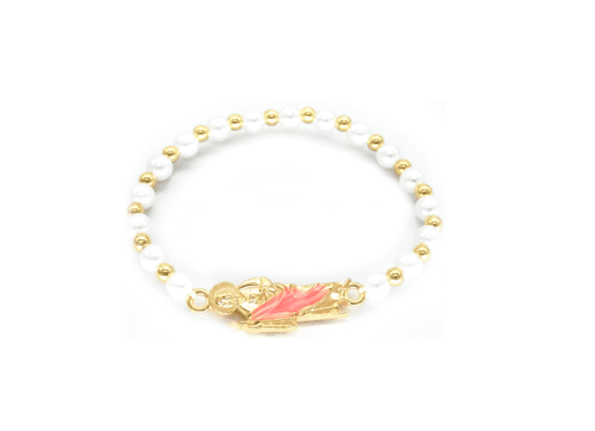 Christmas Beaded Bracelet - orange charm