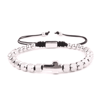 Mens Cross Bracelet - silver