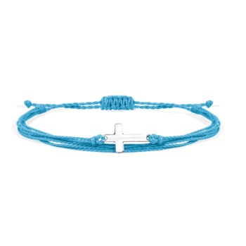 Blue String Cross Bracelet