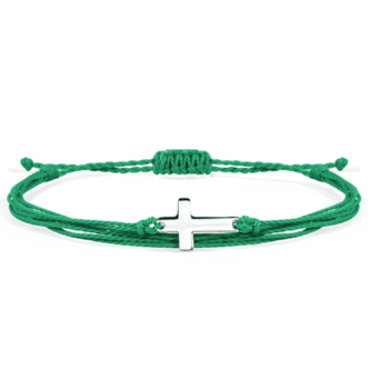 Green String Cross Bracelet