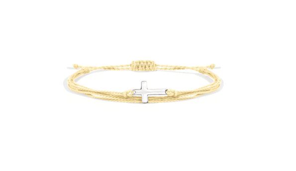 Khaki String Cross Bracelet