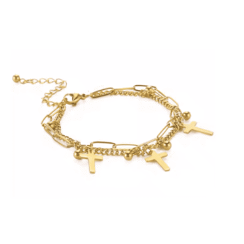 Cross Charm Link Bracelet