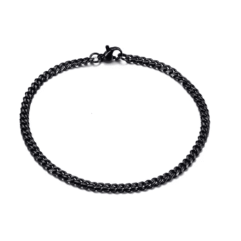 3mm Cuban Link Bracelet - black