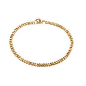 3mm Cuban Link Bracelet - gold