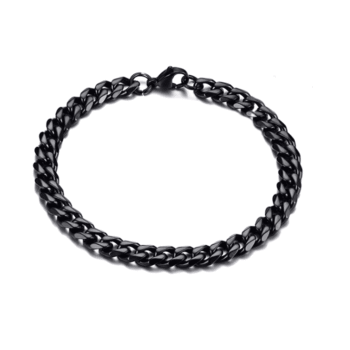 7mm Cuban Link Bracelet - black