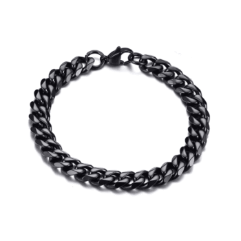 9mm Cuban Link Bracelet - black