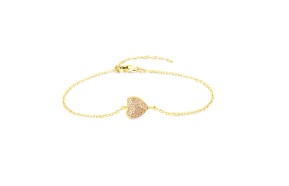 Cubic Zirconia Heart Bracelet - gold