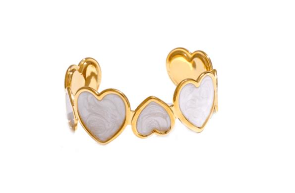 Enamel Heart Bracelet - white