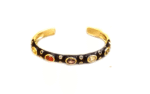 CZ Stone Black Enamel Cuff Bracelet