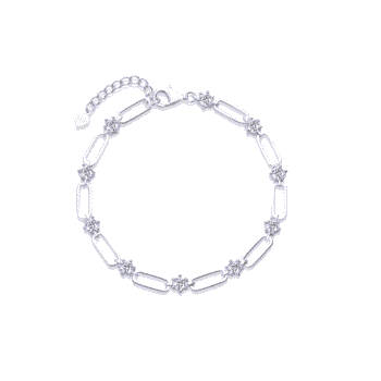 Cz Link Bracelet-silver
