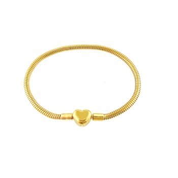 Snake Chain Bracelet With Heart Clasp