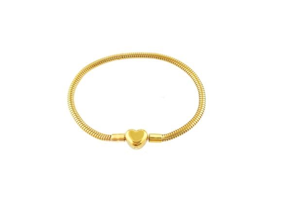 Snake Chain Bracelet With Heart Clasp
