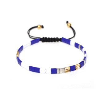 Adjustable Tila Beads Cord Bracelet - blue
