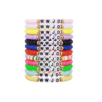WWJD Clay Beads Bracelet - mix colors