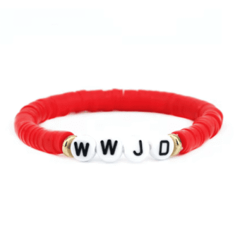 WWJD Clay Beads Bracelet