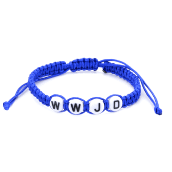 Macramé WWJD Bracelet - blue