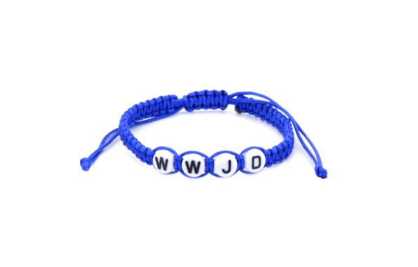 Macramé WWJD Bracelet - blue