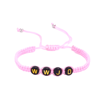 Macramé WWJD Bracelet - pink