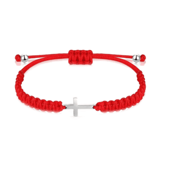 Woven Cross Bracelet - red