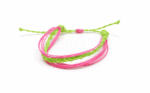 Pink and Green Friendship Bracelet Handmade Braided