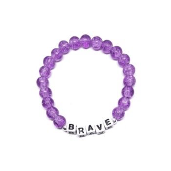 8mm Purple Crackle Glass Bead Brave Bracelet