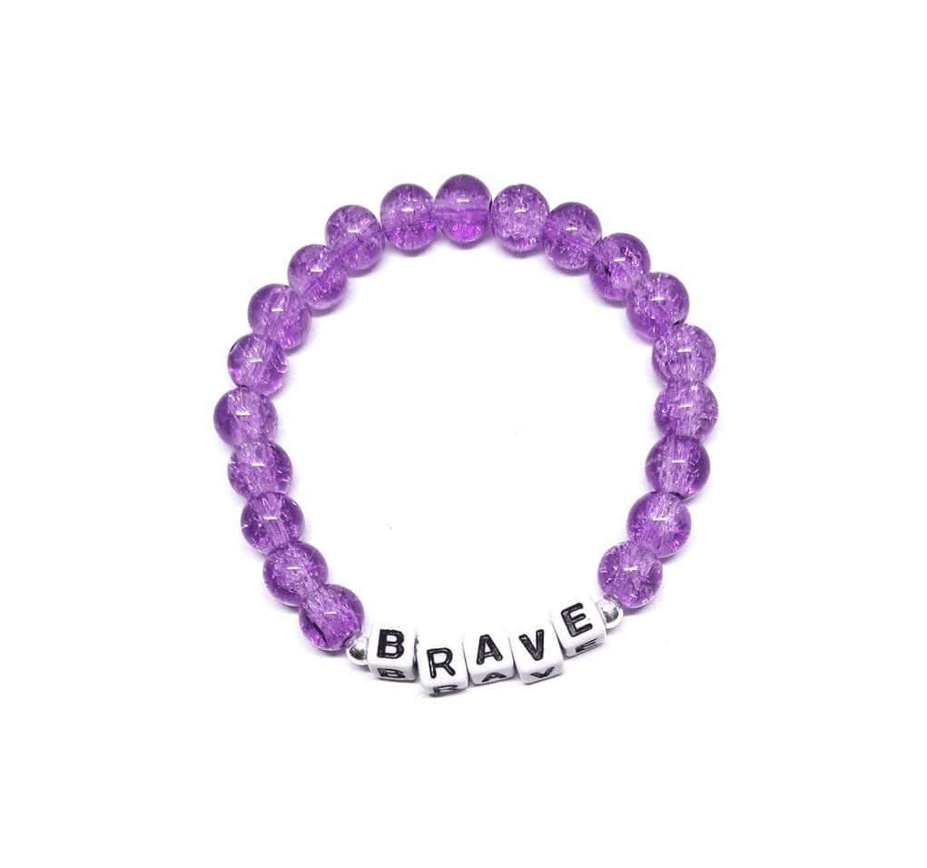 ZGLAS-007 8mm Purple Crackle Glass Quartz Bead Brave Bracelet 8mm Purple Crackle Glass Bead Brave Bracelet