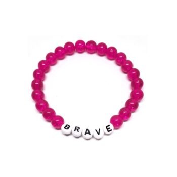 Pink Crackle Glass Bead Brave Bracelet
