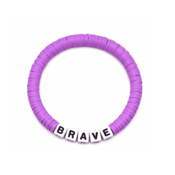 Lavender Polymer Clay Heishi Bead BRAVE Bracelet