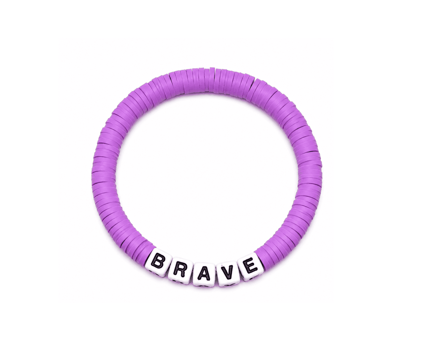 ZHS-054 Lavender Polymer Clay Heishi Bead BRAVE Bracelet Lavender Polymer Clay Heishi Bead BRAVE Bracelet