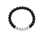 ZLAVA-056 Handcrafted Black Lava Bead Affirmation Bracelet – BRAVE