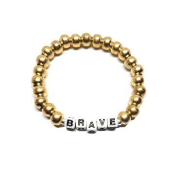 Custom Lettered Brave - Gold Beaded Bracelet